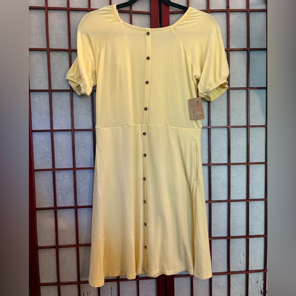Bixby Nomad Yellow Buttoned Puff Sleeve Dress